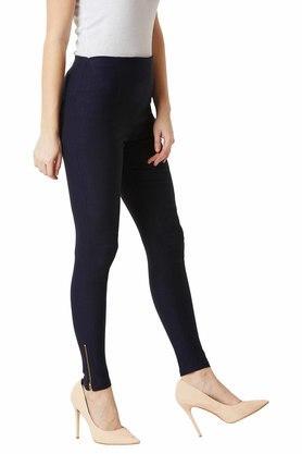 women's slim fit solid jeggings - maroon