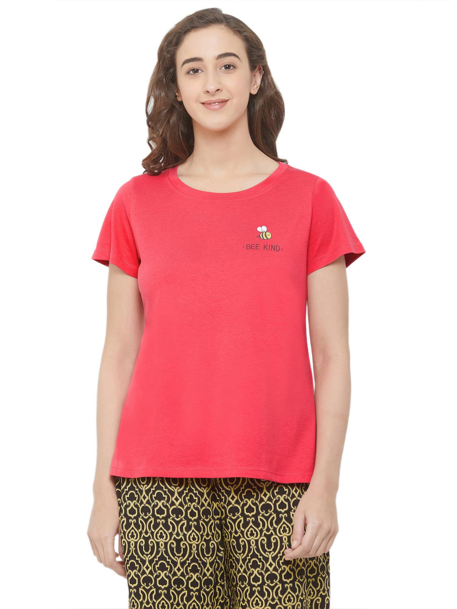 women's soft cotton lounge t-shirt - red