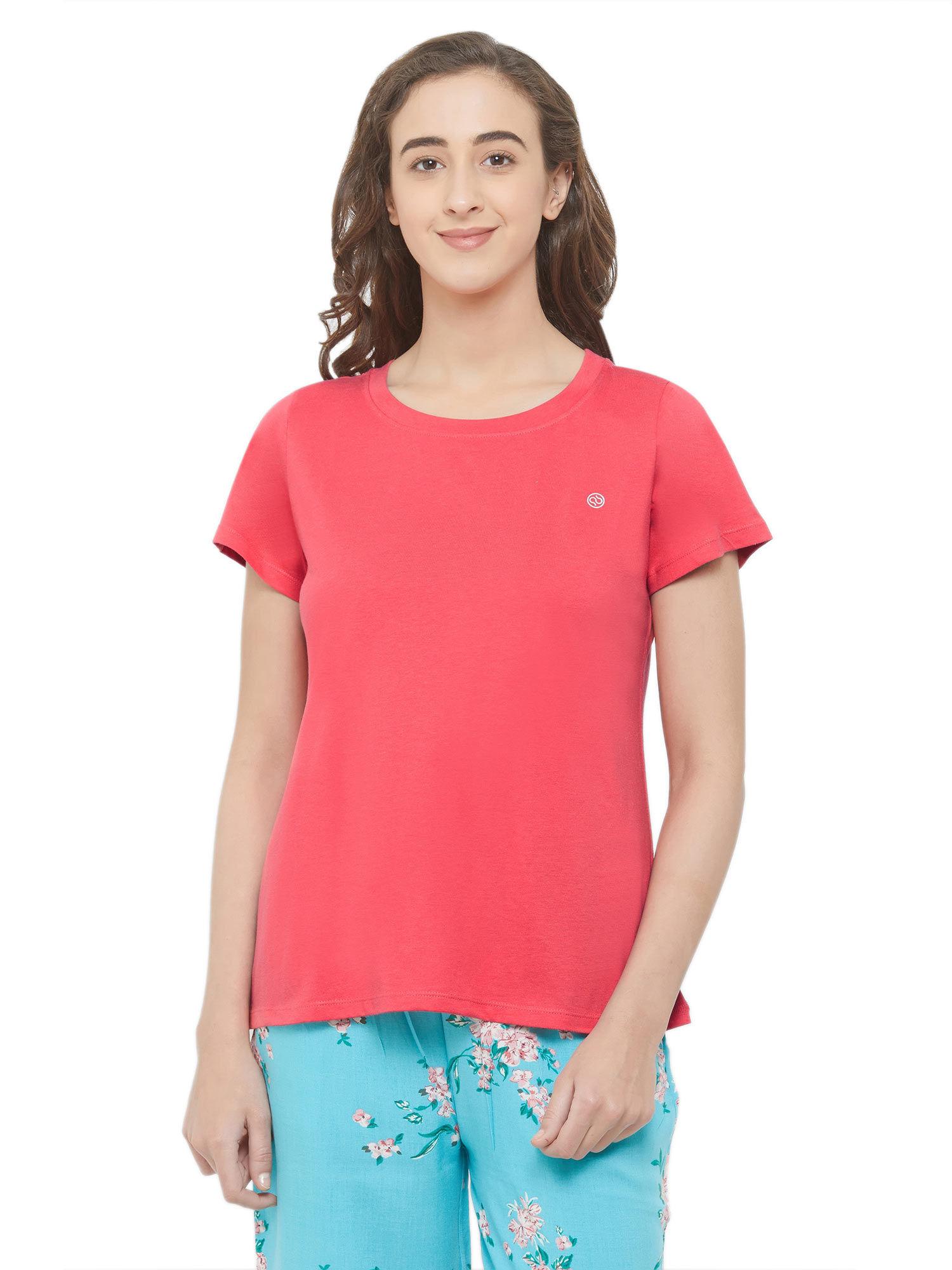 women's soft cotton lounge t-shirt - red