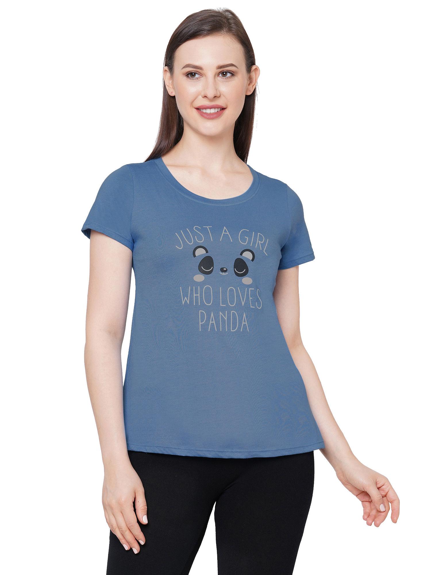 women's soft cotton modal lounge t-shirt - blue