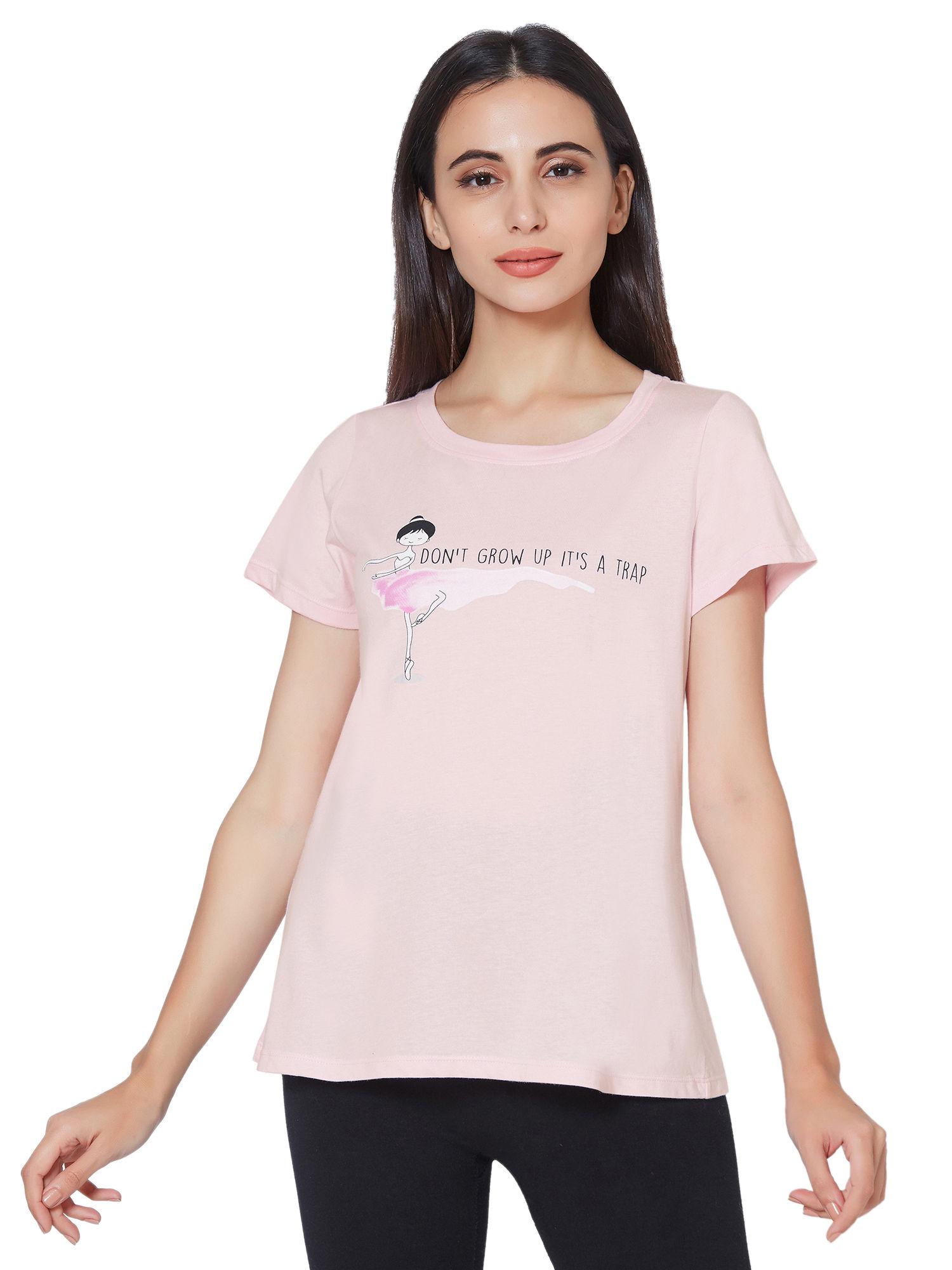 women's soft cotton modal lounge t-shirt - pink