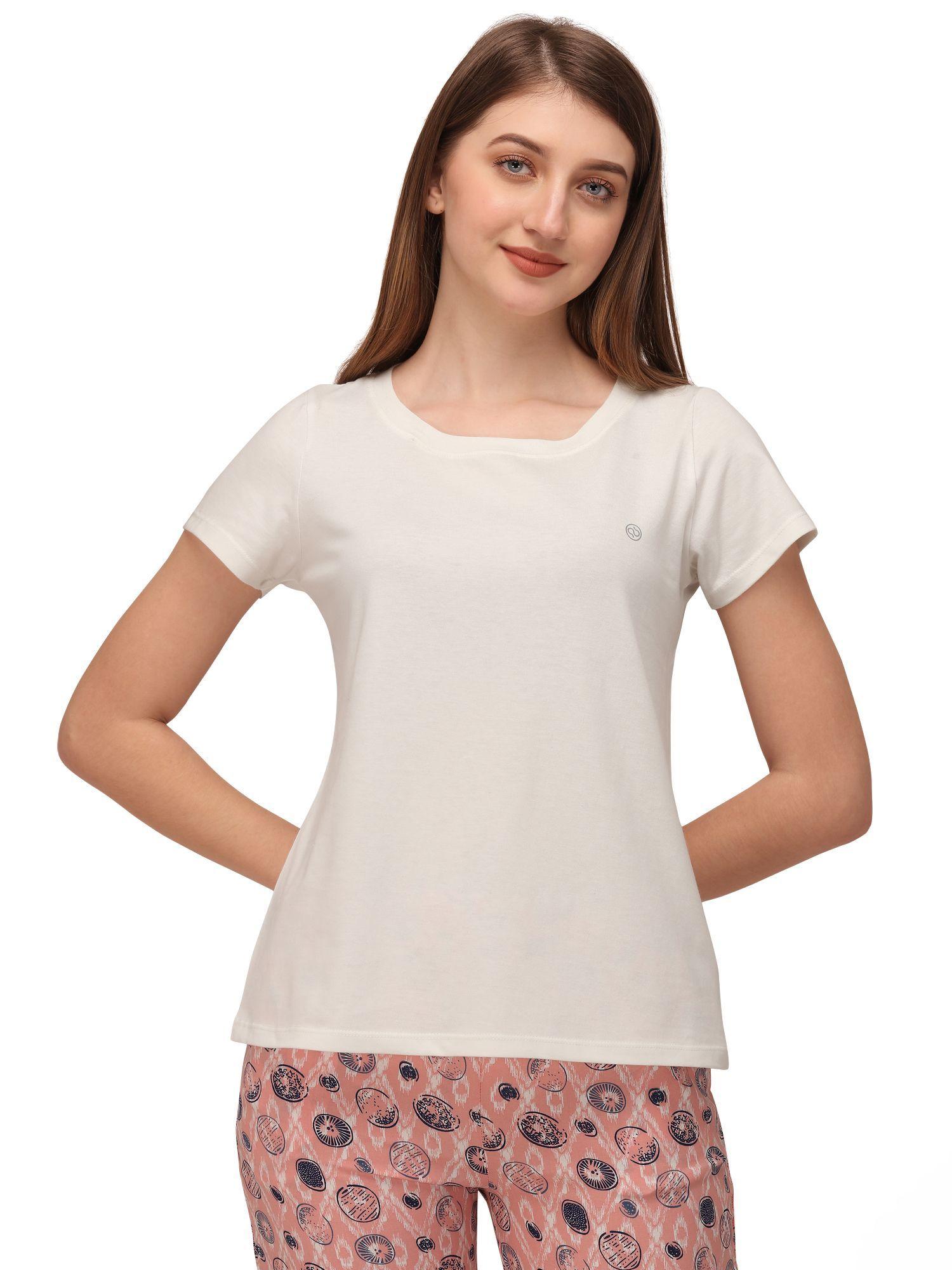 women's soft cotton modal lounge t-shirt white