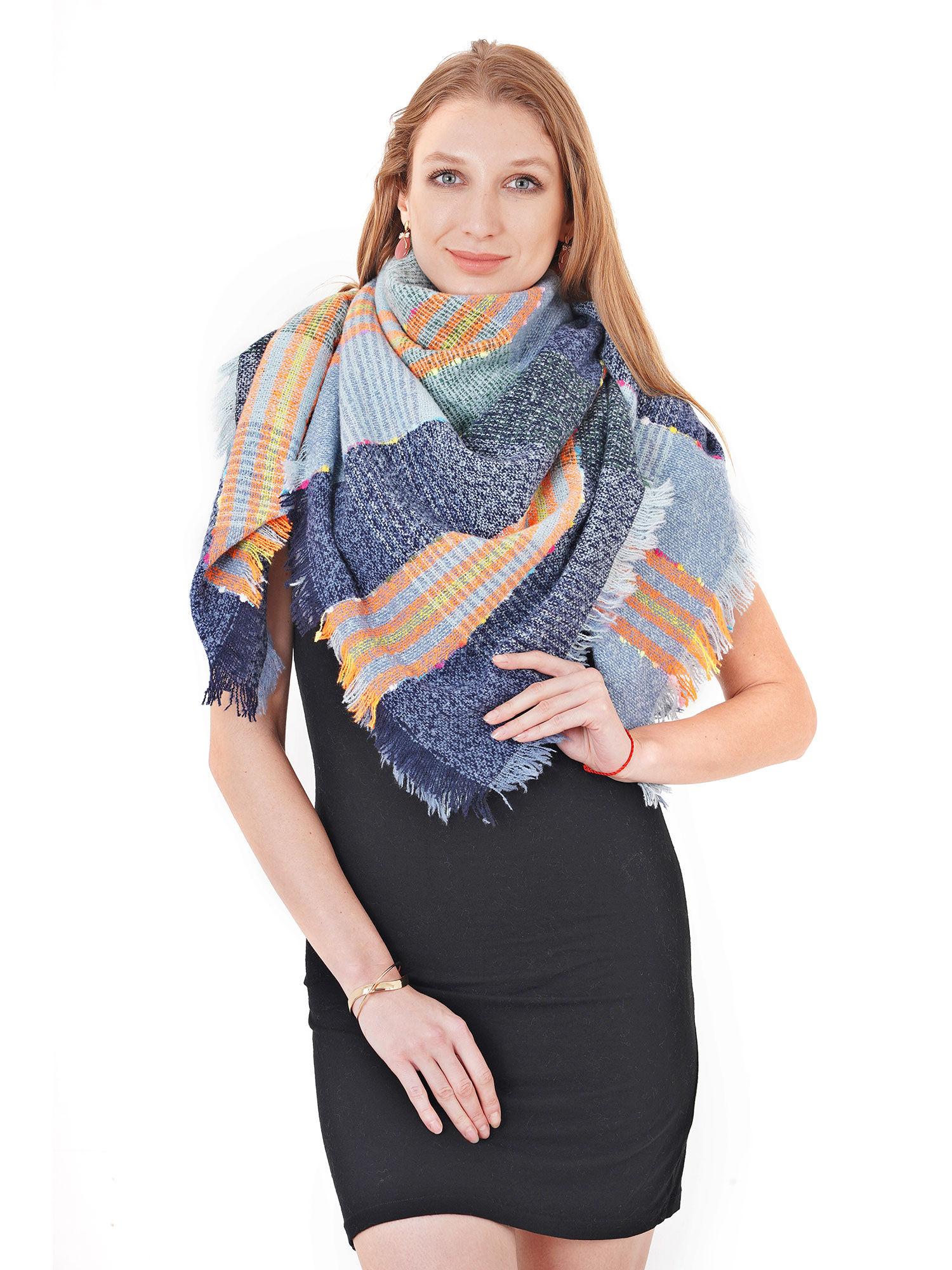 women's soft reversible knitted stole and wrap-multi-color