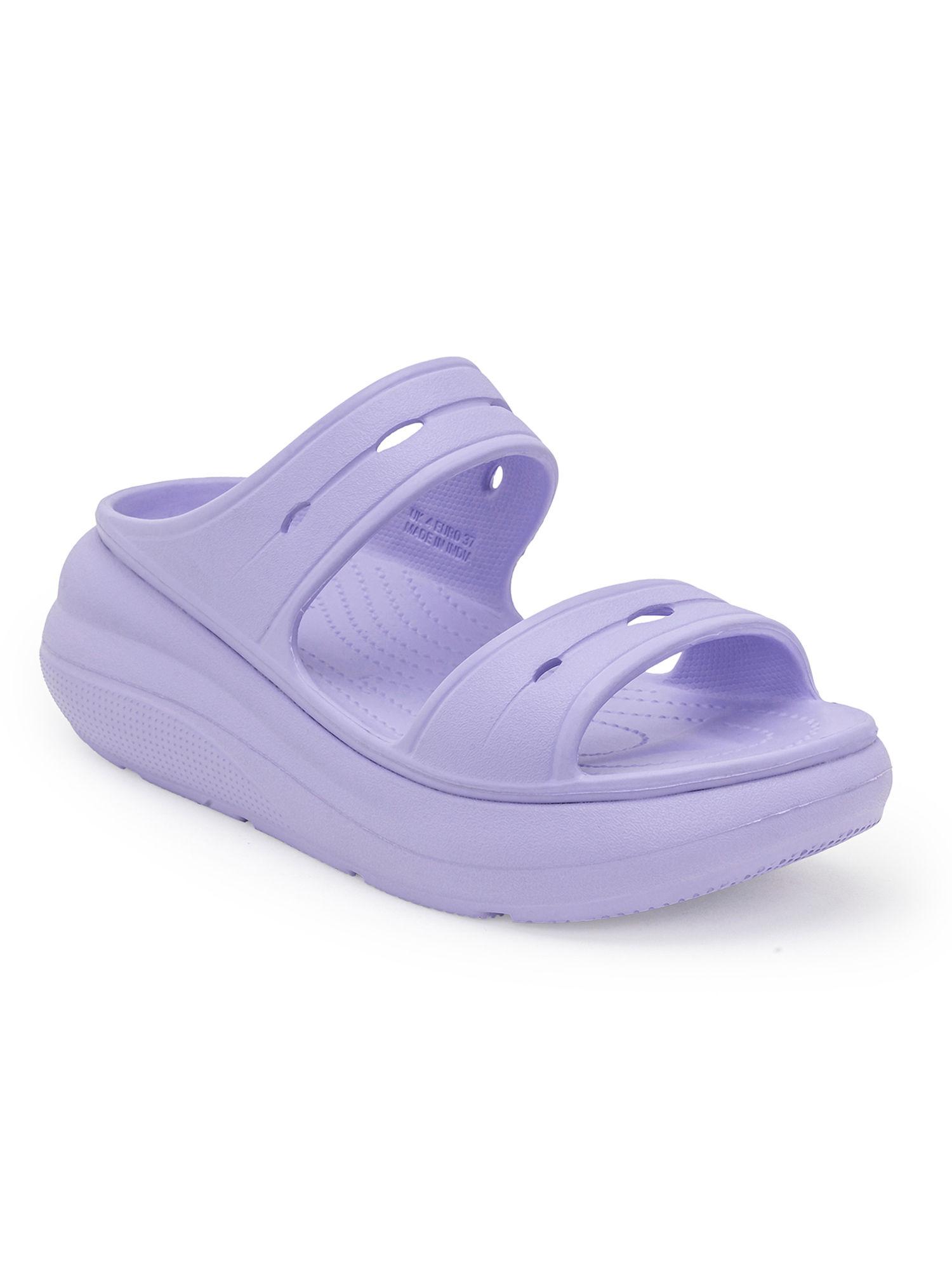 women's solid lavender sliders