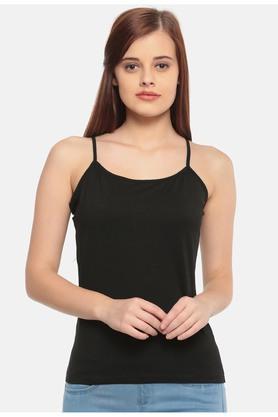 women's spaghetti neck solid top - black