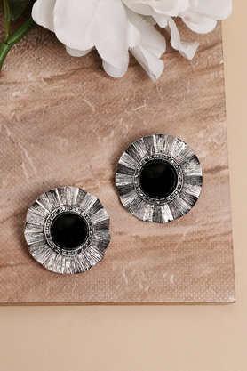 women's stone swirl stud earrings - black