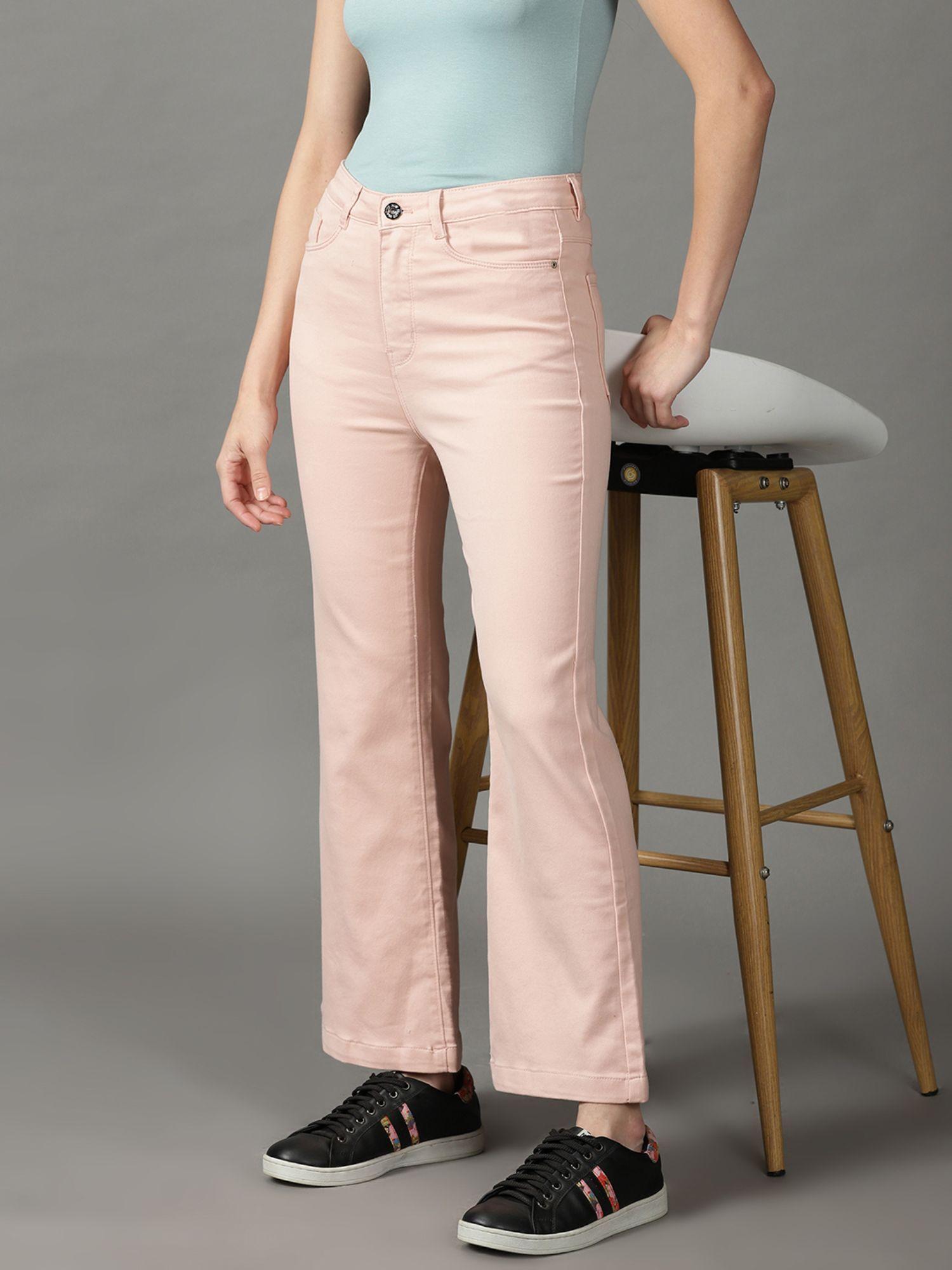 women's stretchable clean look peach bootcut jeans