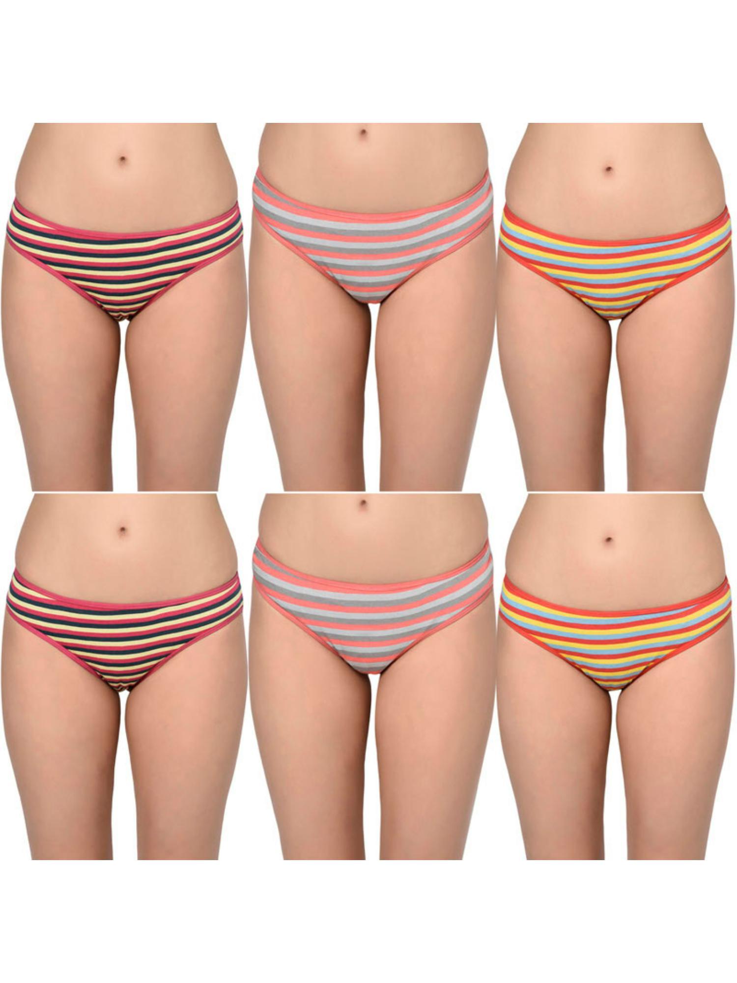 women's stripes panties (pack of 6) - multi-color