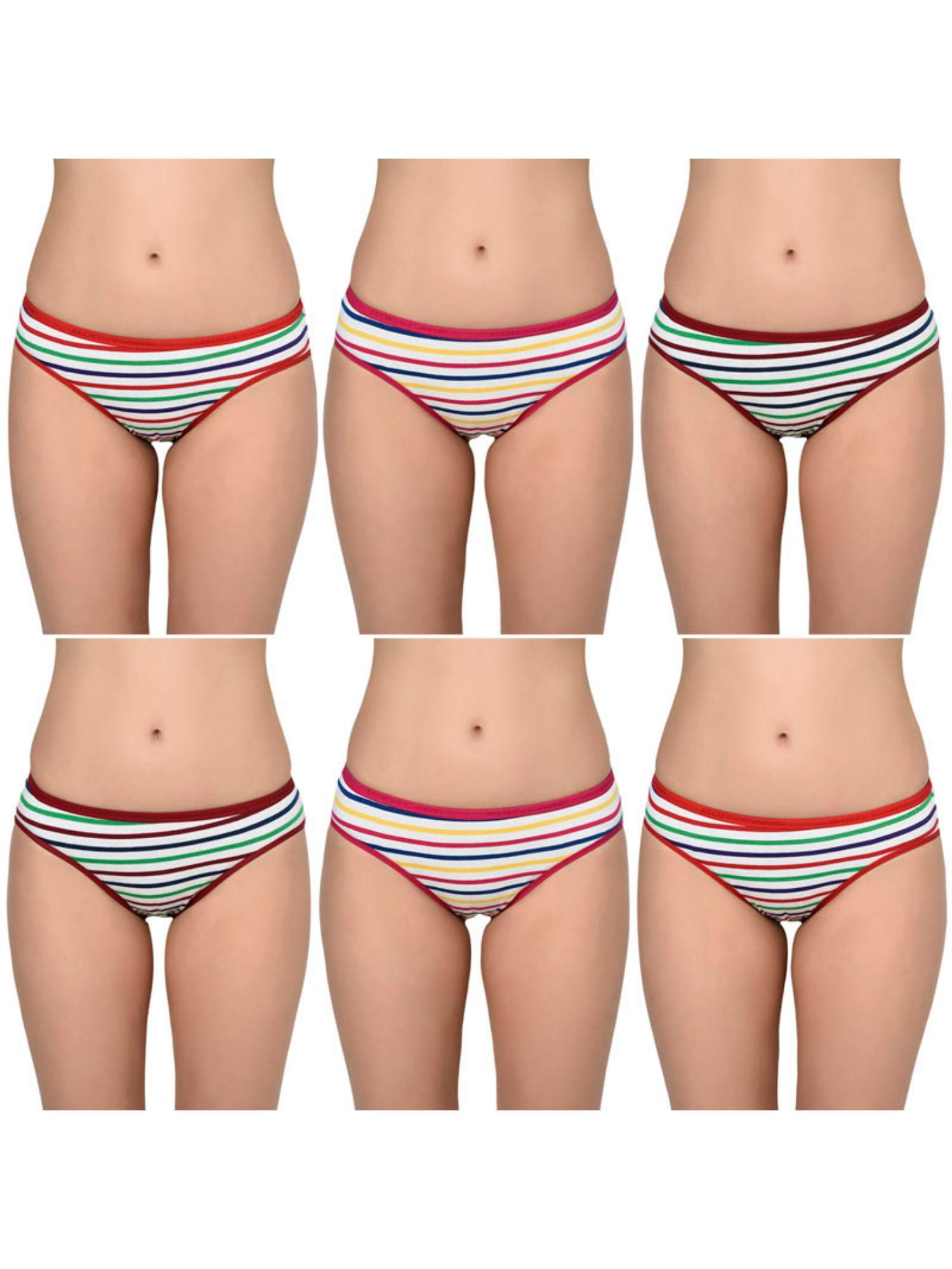 women's stripes panties (pack of 6) - multi-color