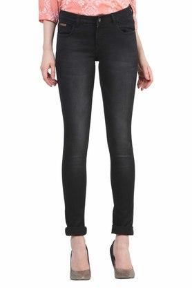 women's super skinny fit solid jeans - black