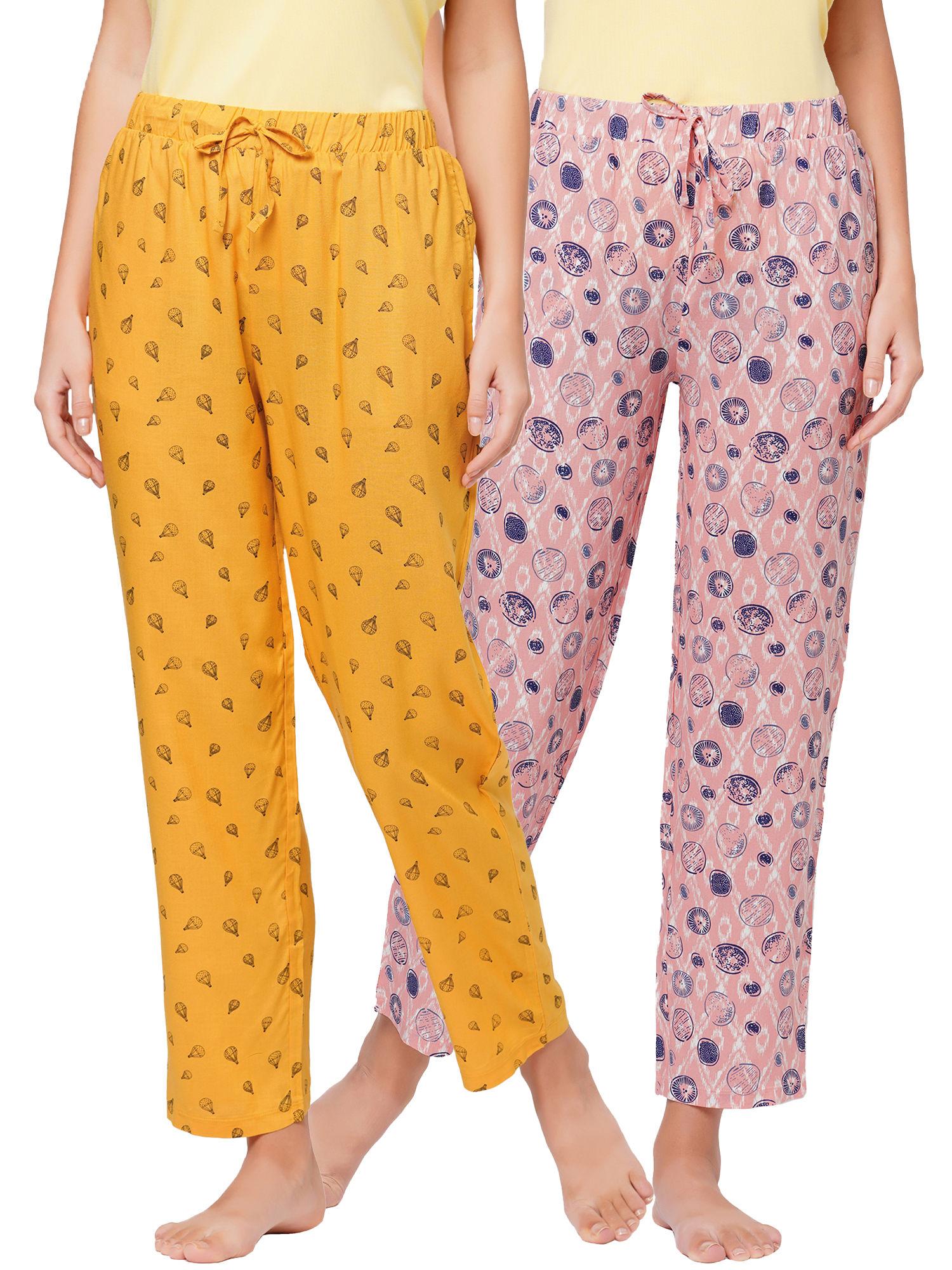 women's super-soft rayon printed pyjamas with pockets