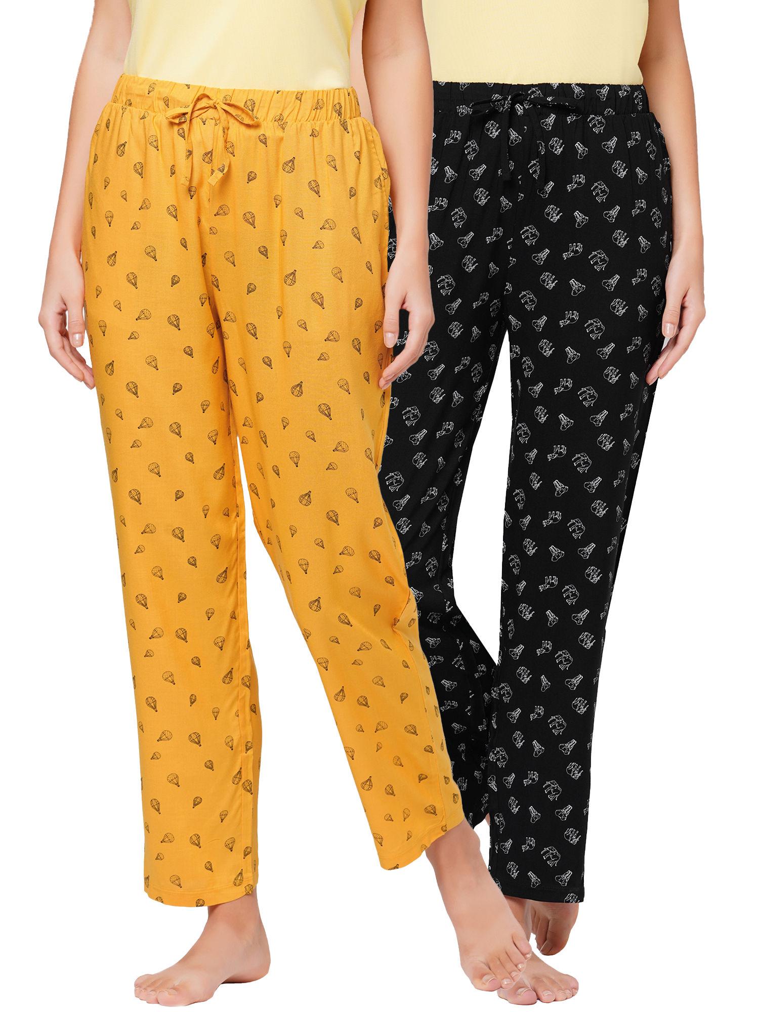 women's super-soft rayon printed pyjamas with pockets