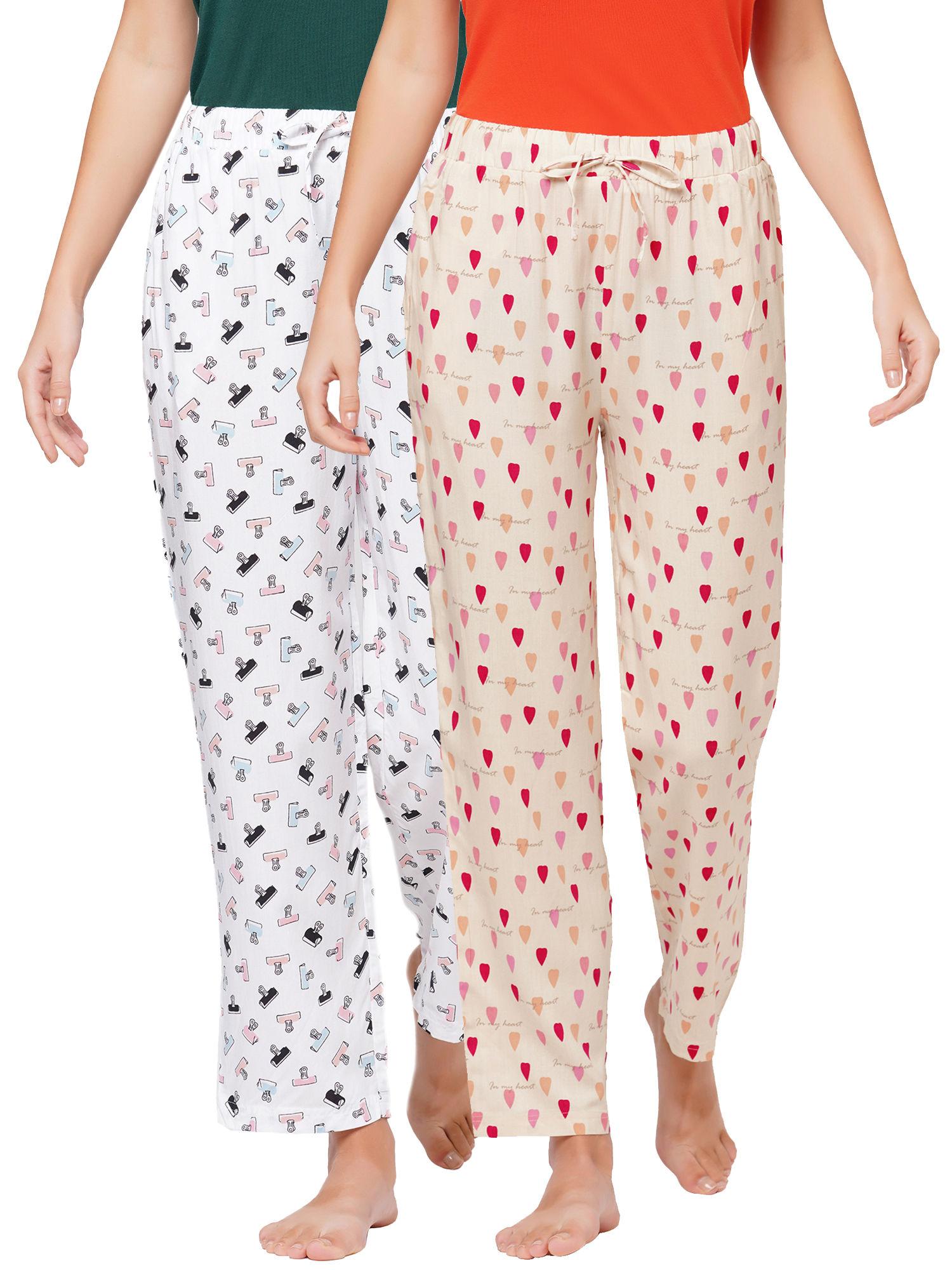 women's super-soft rayon printed pyjamas with pockets