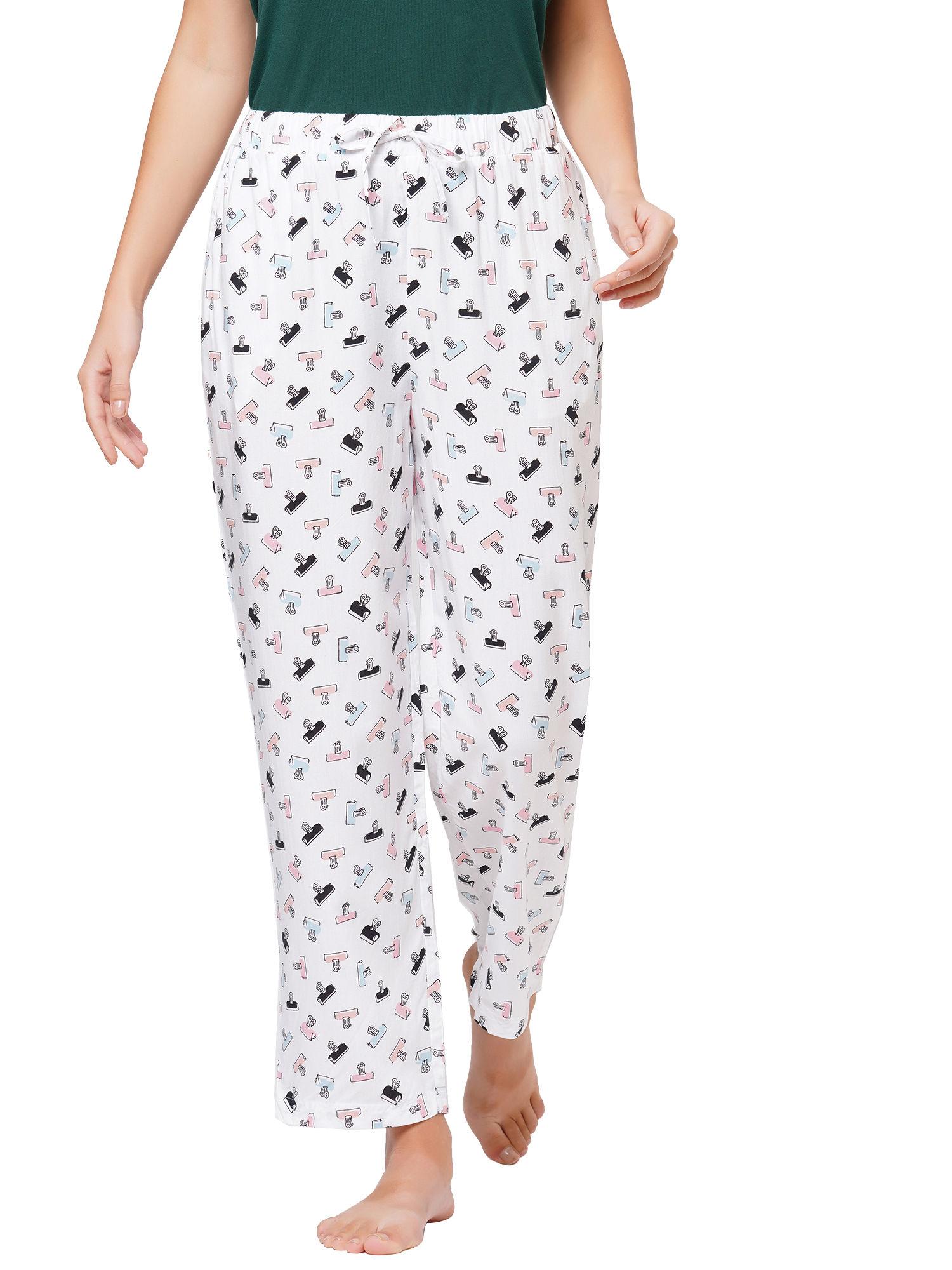 women's superoft rayon printed pyjamas with pockets multi-color