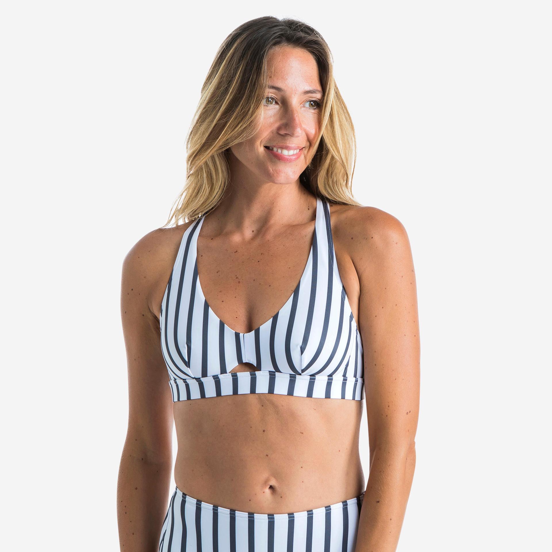 women's surfing adjustable swimsuit crop top agatha marin - white grey