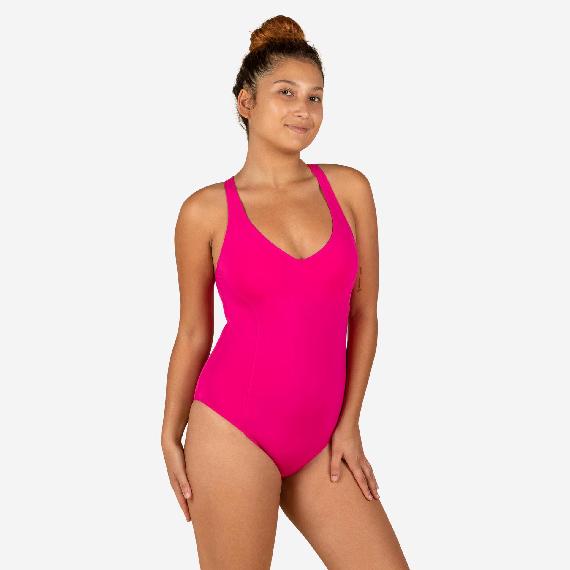 women's swimming one-piece swimsuit pearl rose fuchsia