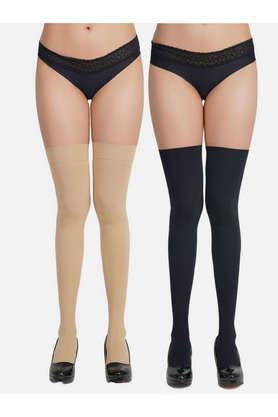 women's thigh high opaque stockings pack of 2 - multi
