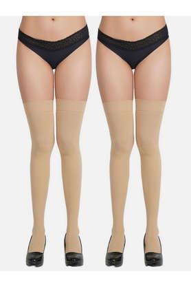 women's thigh high opaque stockings pack of 2 - natural
