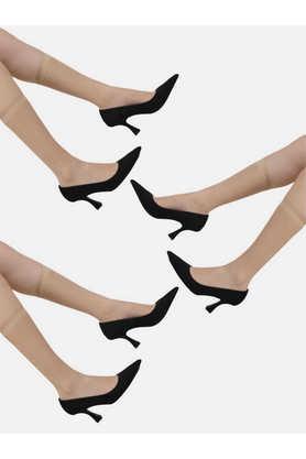 women's ultrathin transparent knee length stocking socks - pack of 3 - natural
