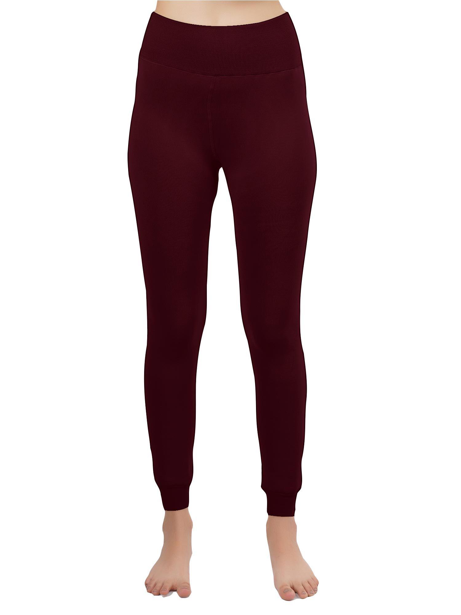 women's warm fur tights leggings, ladies inner wear warmers thermals -maroon