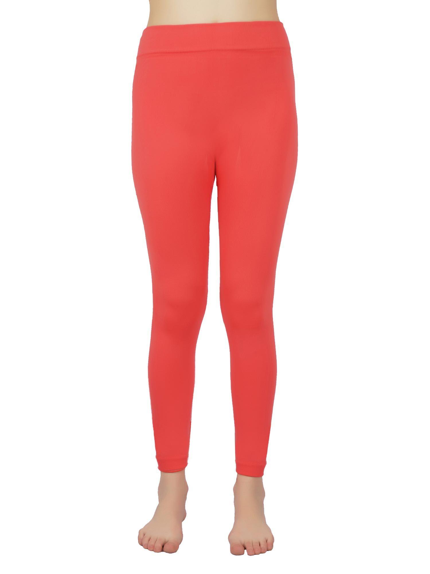 women's warm tights fleece leggings, ladies inner wear warmers thermals -orange