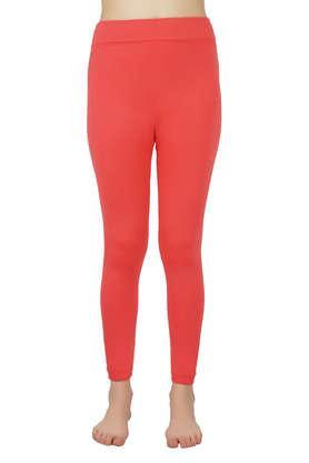 women's warm tights fleece leggings for winter - orange