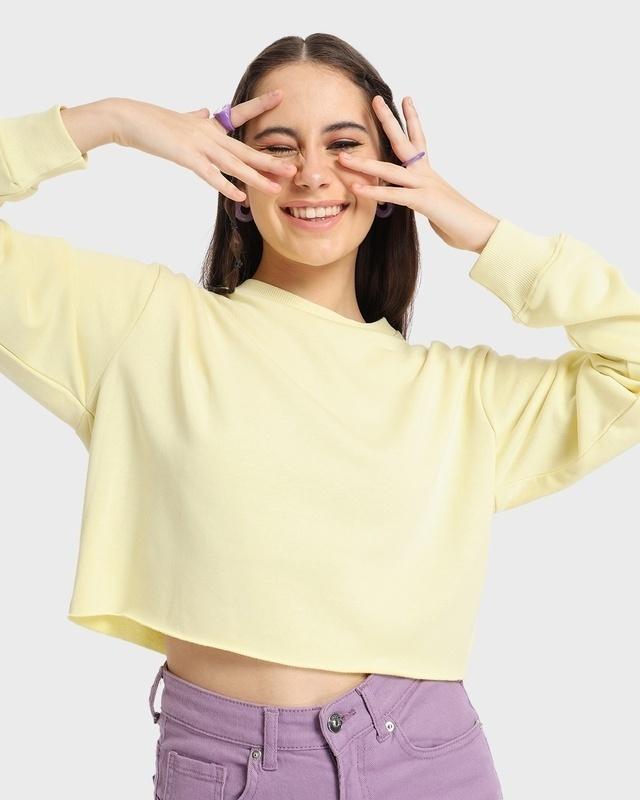 women's wax yellow oversized crop sweatshirt