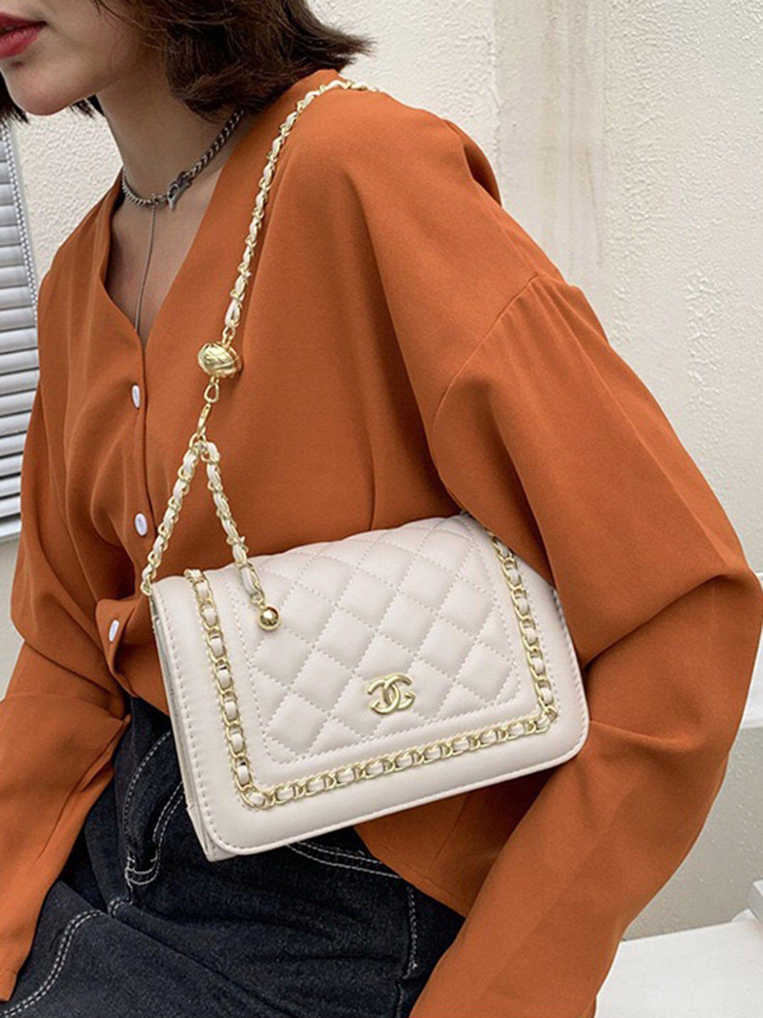 women's white all over chain design shoulder bag