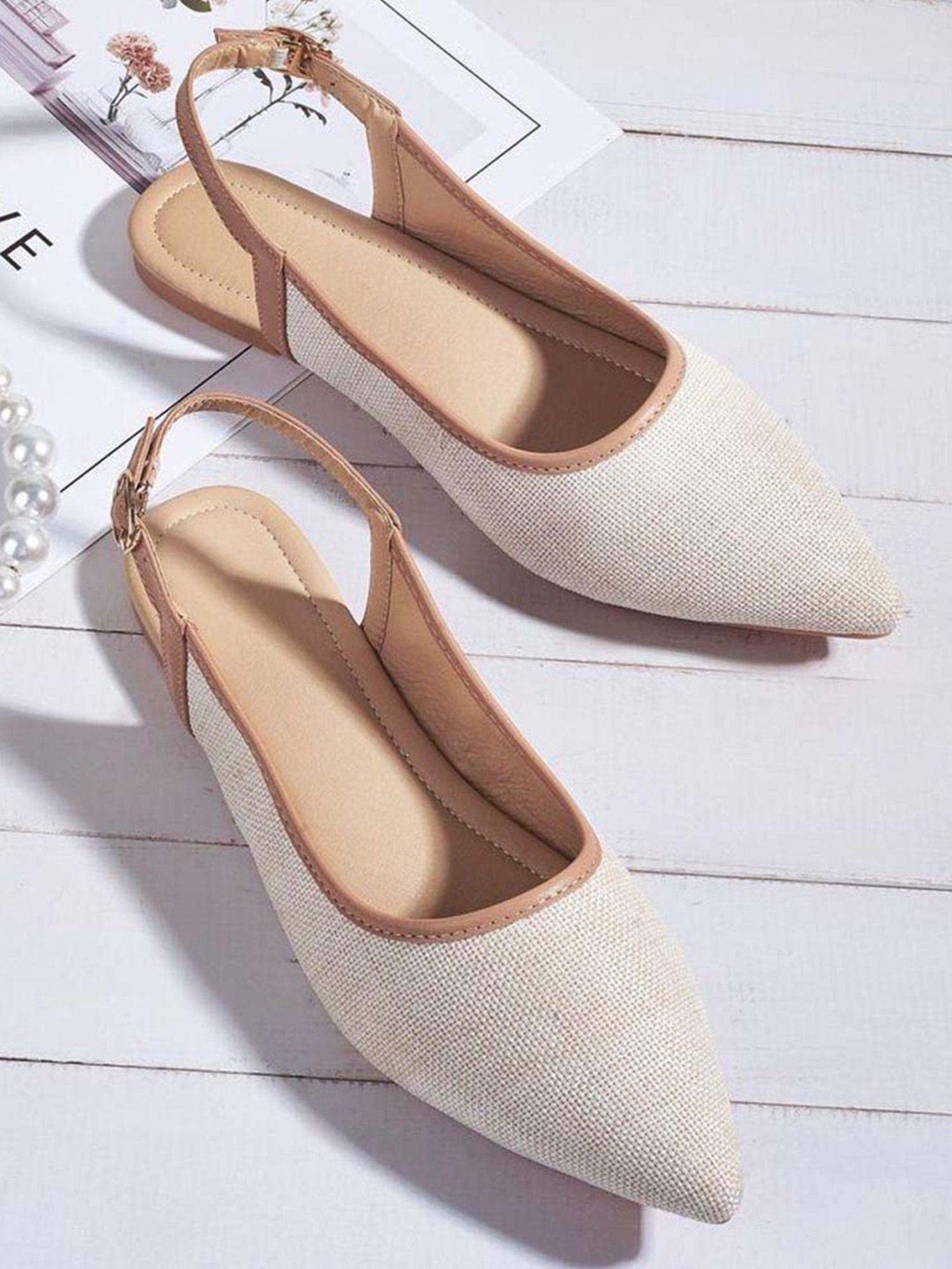 women's white colourblocked buckles mules flats