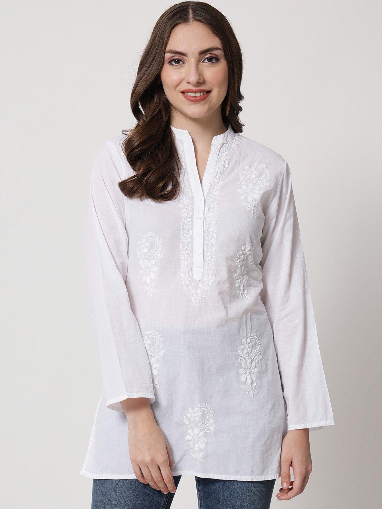 women's white embroidered tunic
