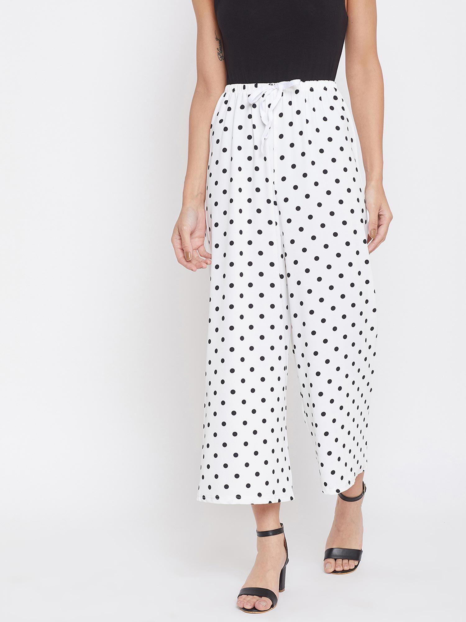 women's white polka dots trousers