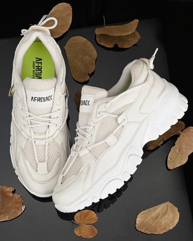 women's white self design sneakers