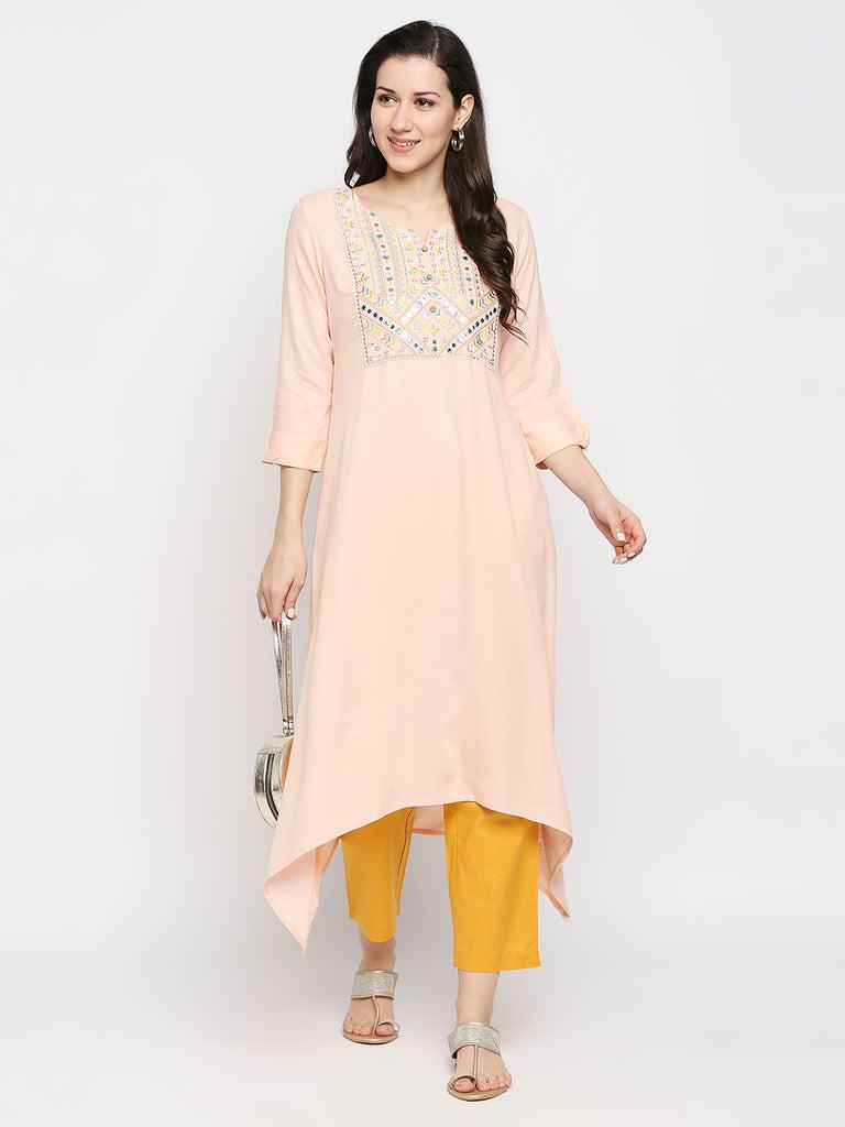 women's yellow cotton slub solid palazzo