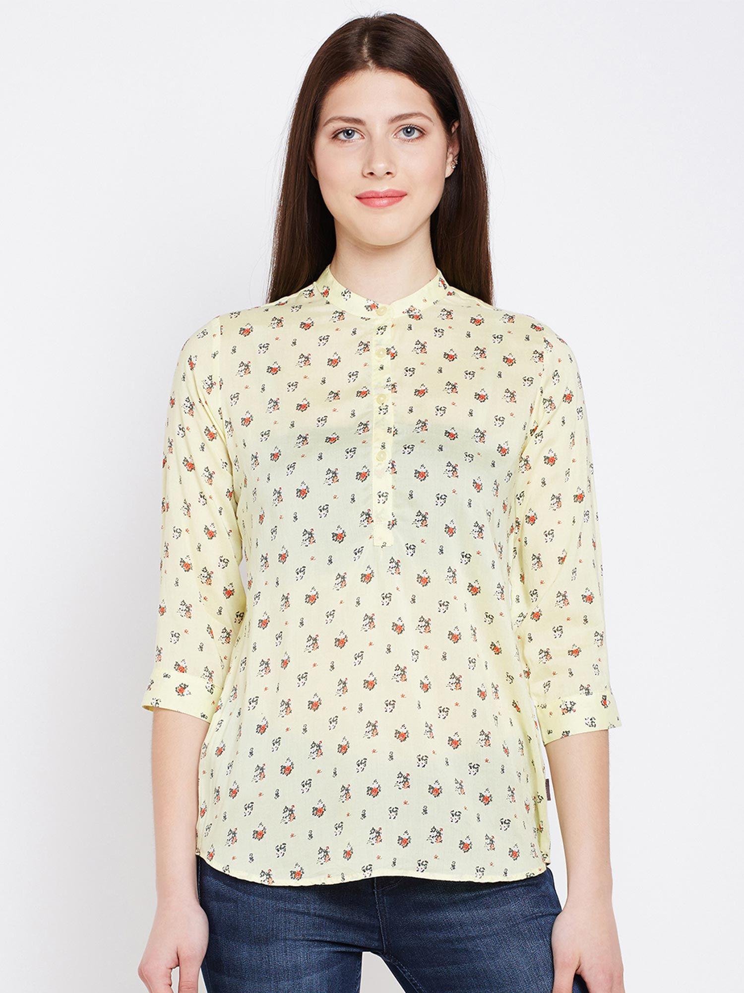 women's yellow floral shirts