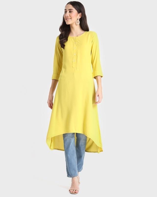 women's yellow mid kurta