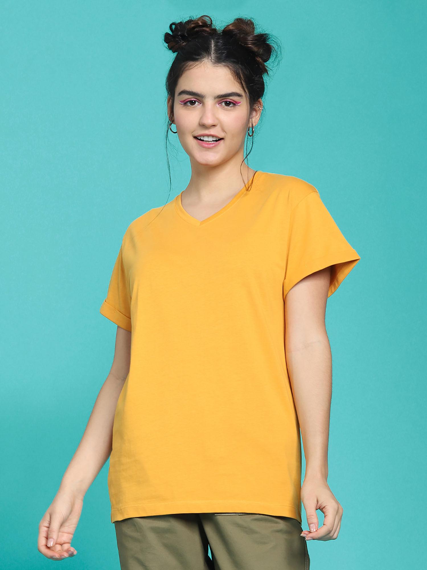 women's yellow solid t-shirt