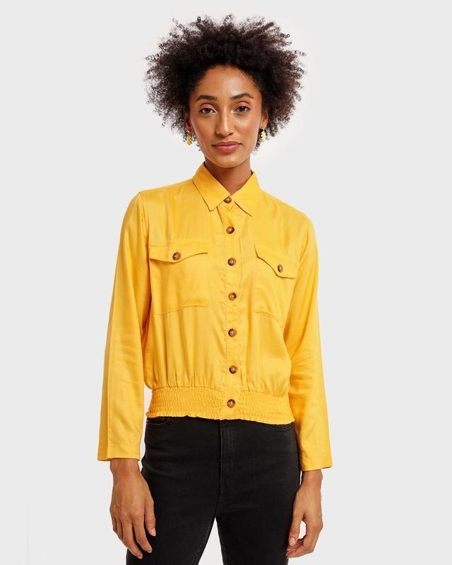 women's yellow waist top