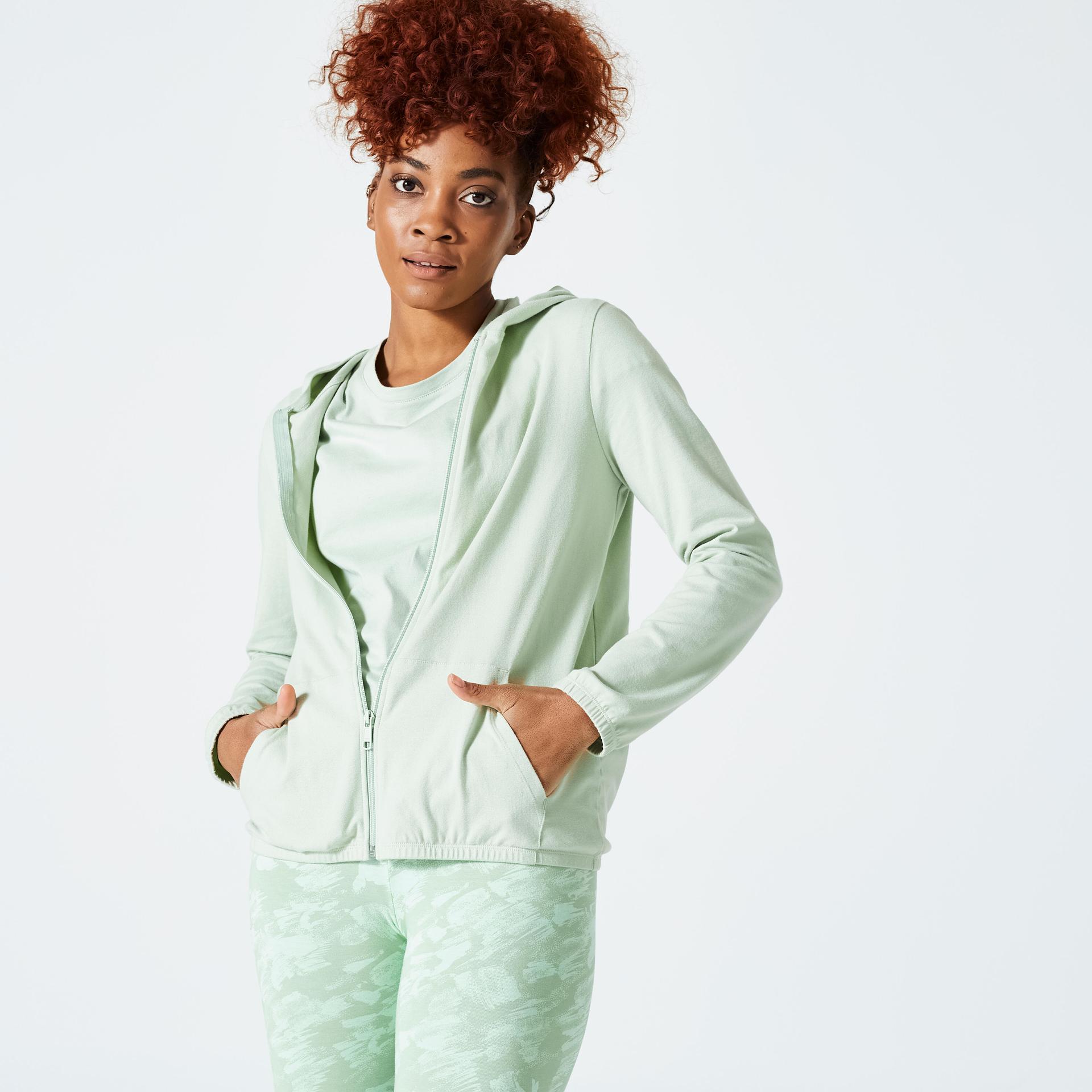 women's zip-up fitness sweatshirt 100 - rosemary