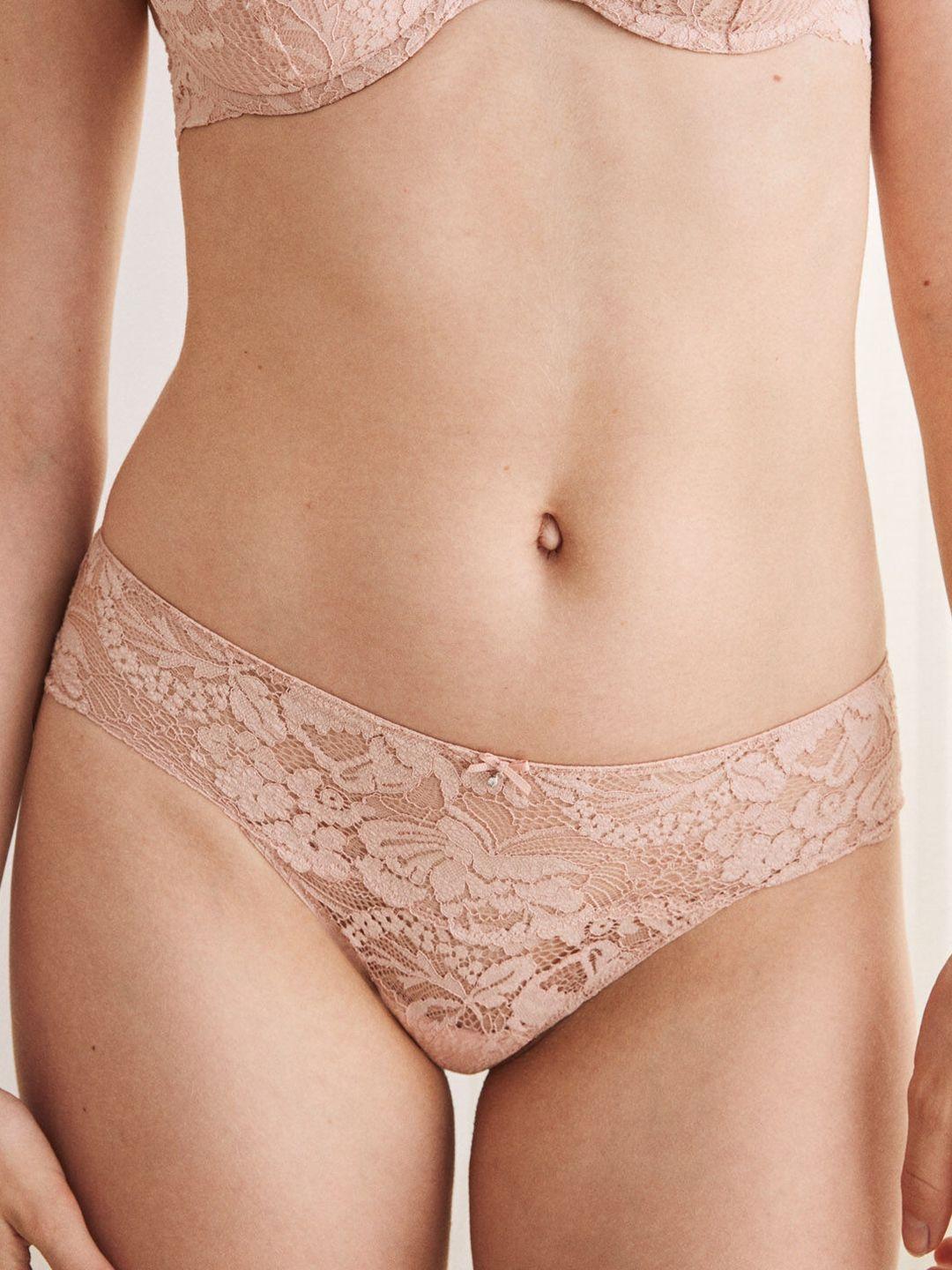 women'secret lace inserted mid-rise basic brief