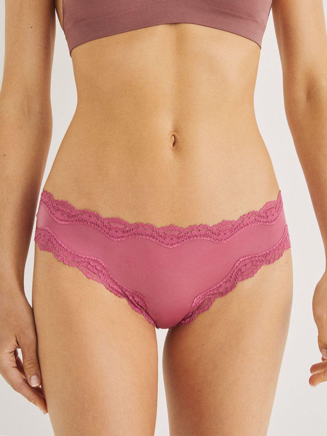 women'secret women lace detailed basic briefs 876714-70-pink