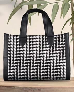 women  houndstooth print tote bag