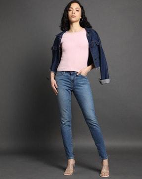 women 710 mid-wash super skinny fit jeans