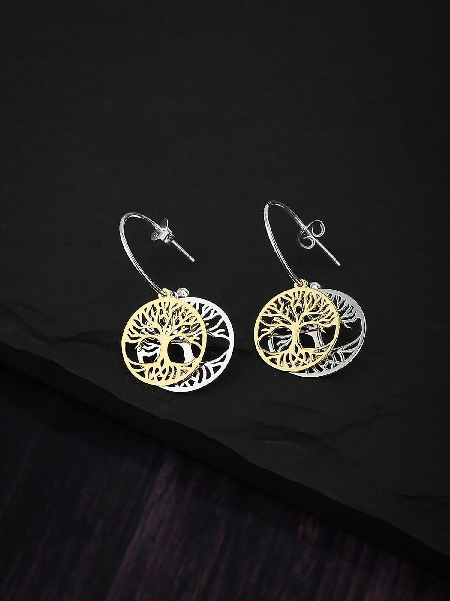 women 925 sterling silver rhodium plated & gold kalpvrush earrings