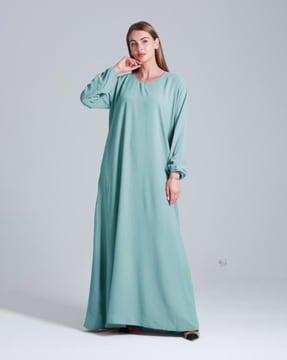 women a-line abaya jilbab dress with scraf