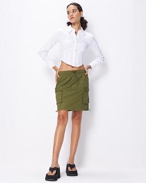 women a-line cargo mini skirt