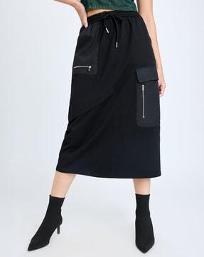 women a-line cargo utility skirt