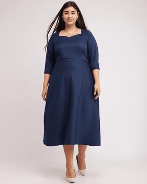women a-line dress with 3/4th sleeves