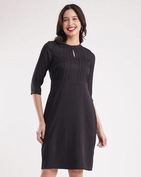 women a-line dress with 3/4th sleeves