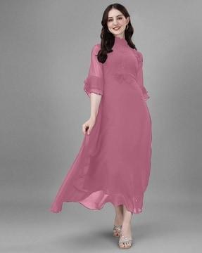 women a-line dress with bell sleeves