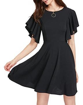 women a-line dress with bell sleeves